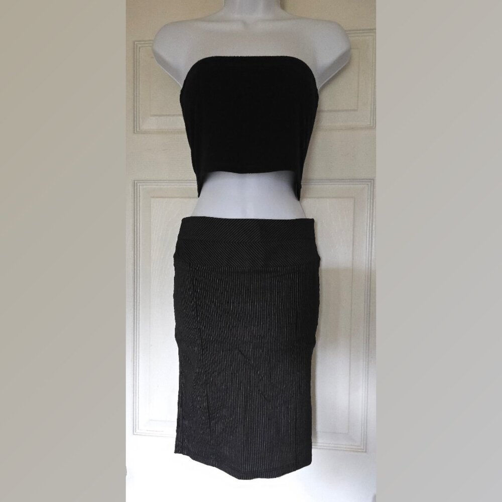 90s/Y2k Vintage Wet Seal Striped Ruffle Pencil Skirt